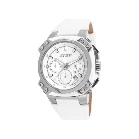 Montre chronographe cuir blanc carrée JET SET J64113-631