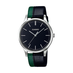 Montre Casio cuir bicolore noir /vert MTP-E133L-1EEF