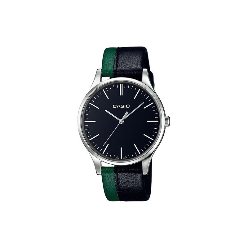 Montre Casio cuir bicolore noir /vert MTP-E133L-1EEF